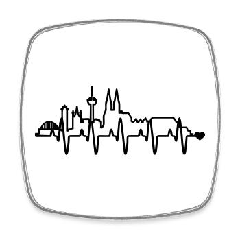 Koeln_skyline_herzschlag - Square fridge magnet - white - Front