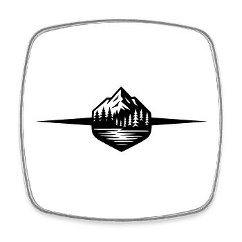 Mountains icon line - Square fridge magnet - white - Front