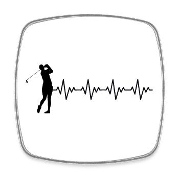 Golf Golfer Golf Course ECG Heartbeat Heart Rate - Square fridge magnet - white - Front