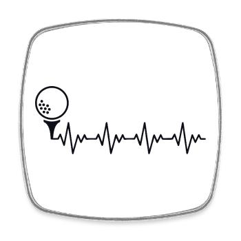 Golf Golfer Golf Ball ECG Heartbeat Heart Rate - Square fridge magnet - white - Front