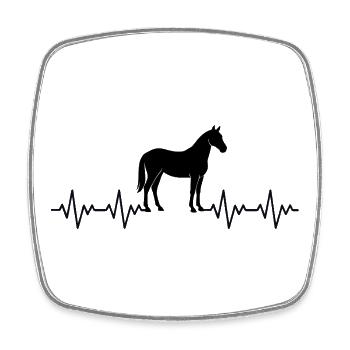 Cavalier équité, ECG Battement de cœur - Magnet carré - blanc - Devant