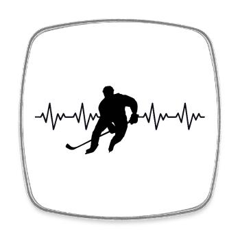 Eishockey Hockey Spieler EKG Herzschlag - Square fridge magnet - white - Front