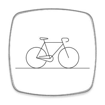 Modern Bicycle Line Art Silhouette - Square fridge magnet - white - Front