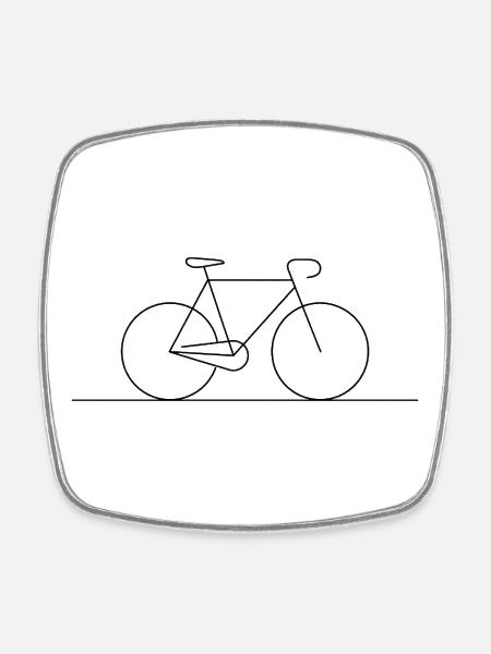 Silhouette moderne d’art de lignes de vélo - Magnet carré - blanc