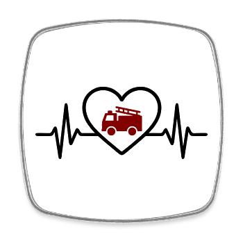 Heart Fire Truck Fire Truck - Square fridge magnet - white - Front