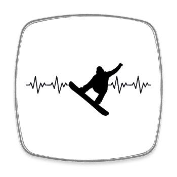 Snowboard Snowboarder EKG Herzschlag - Viereckiger Kühlschrankmagnet - Weiß - Vorne