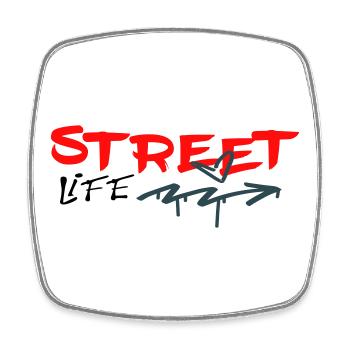 Street Life Graffiti  - Viereckiger Kühlschrankmagnet - Weiß - Vorne