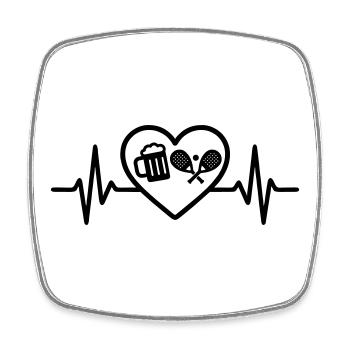 Heart Padel Beer - Square fridge magnet - white - Front
