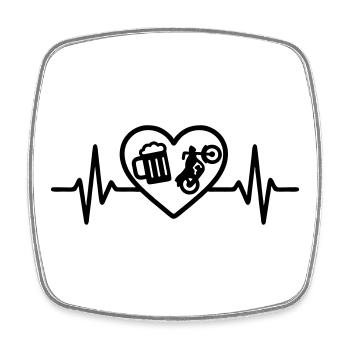 Bière moto Heart - Magnet carré - blanc - Devant
