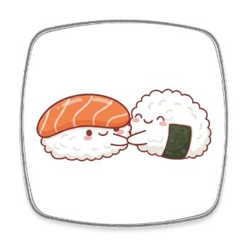 Kawaii Sushi Hug Love Valentine's Day Sushi Hug - Square fridge magnet - white - Front