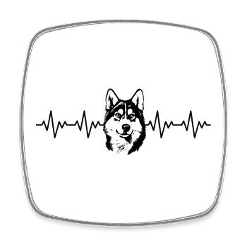 Husky EKG Herzschlag - Viereckiger Kühlschrankmagnet - Weiß - Vorne