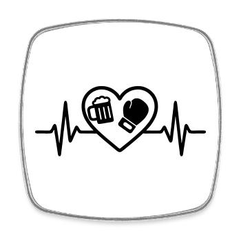 Heart Boxing Beer - Square fridge magnet - white - Front
