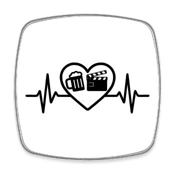 Heart Beer Cinema Humor - Square fridge magnet - white - Front