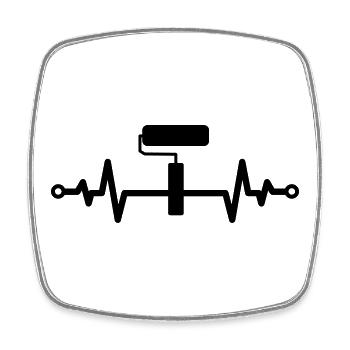 Paint Roller Heartbeat – Creativity Gift Idea - Square fridge magnet - white - Front
