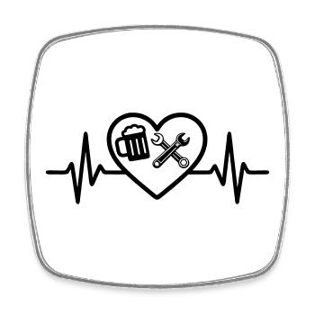 Humour de mécanicien de voiture Heart Beer - Magnet carré - blanc - Devant
