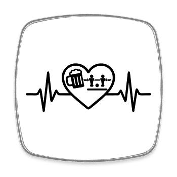 Heart Beer Foosball Humor - Square fridge magnet - white - Front