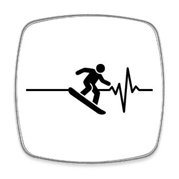Snowboarden ist mein Leben, Herzschlag, Powder - Viereckiger Kühlschrankmagnet - Weiß - Vorne