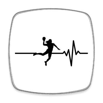 Handball is my life, heartbeat, World Cup, European Championships, DE - Square fridge magnet - white - Front