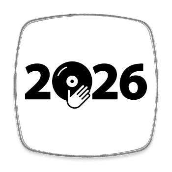 Music DJ Vinyl Record Party 2026 - Square fridge magnet - white - Front