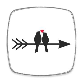 Birds on arrow with heart - Square fridge magnet - white - Front
