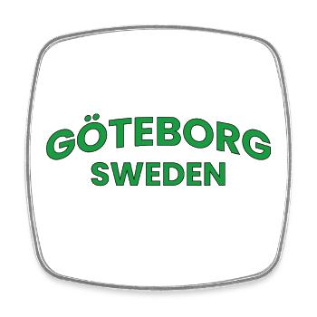 Göteborg, Schweden im grünen Kurventext - Viereckiger Kühlschrankmagnet - Weiß - Vorne
