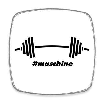 #Maschine: Power, Gewichte & Fitness - Viereckiger Kühlschrankmagnet - Weiß - Vorne