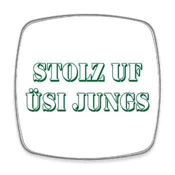 Stolz uf üsi Jungs Fussball Schweiz Design - Viereckiger Kühlschrankmagnet - Weiß - Vorne