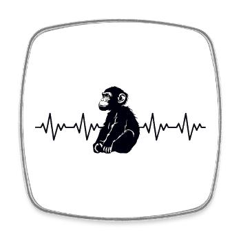 Affe Schimpanse EKG Herzschlag - Viereckiger Kühlschrankmagnet - Weiß - Vorne