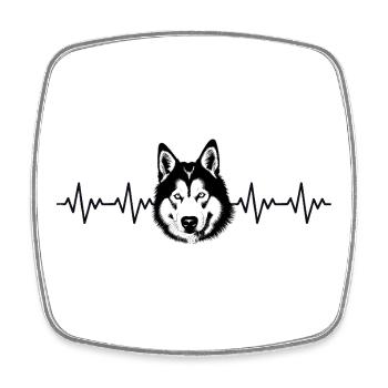 Husky EKG Herzschlag - Viereckiger Kühlschrankmagnet - Weiß - Vorne