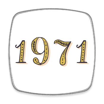1971 Vintage 1971 Birthday Gift - Square fridge magnet - white - Front