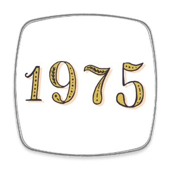 Cadeau d’anniversaire 1975 Vintage 1975  - Magnet carré - blanc - Devant