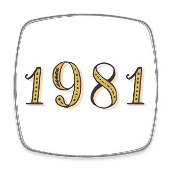 Cadeau d’anniversaire 1981 Vintage 1981  - Magnet carré - blanc - Devant