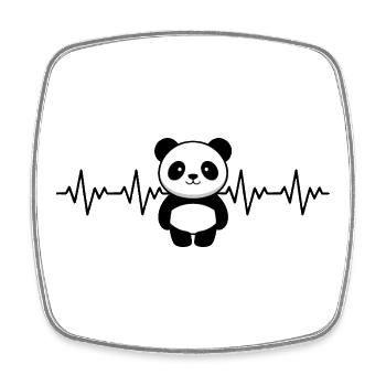 Panda ECG Heartbeat - Square fridge magnet - white - Front