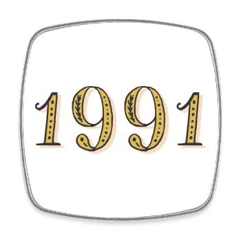 Cadeau d’anniversaire 1991 Vintage 1991  - Magnet carré - blanc - Devant