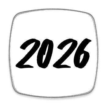 Year 2026 Brushstroke - Square fridge magnet - white - Front