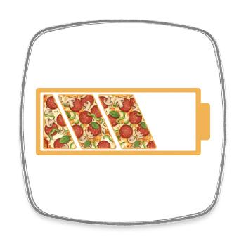 Pizza-Akku-Status Vollständiges lustiges Zitat - Viereckiger Kühlschrankmagnet - Weiß - Vorne