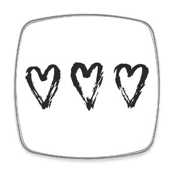 3 Herzen - Viereckiger Kühlschrankmagnet - Weiß - Vorne