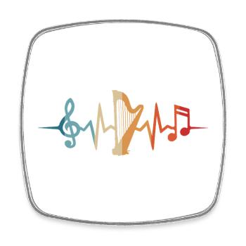 Harp heartbeat harpist harpist orchestra - Square fridge magnet - white - Front
