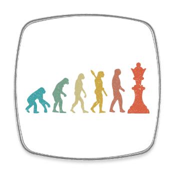 Entwicklung vom Mann zum König Schachhumor - Viereckiger Kühlschrankmagnet - Weiß - Vorne