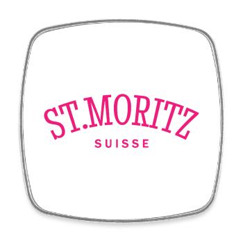 St. Moritz - Suisse - Switzerland - Swiss - Magnet carré - blanc - Devant
