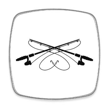 Kreuzende Angelruten Silhouette - Viereckiger Kühlschrankmagnet - Weiß - Vorne