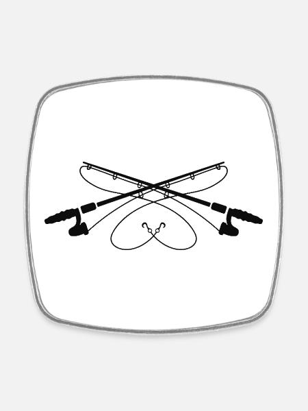 Cruising Fishing Rods Silhouette - Square fridge magnet - white