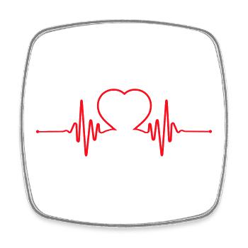 Heartbeat Heart Line Design - Square fridge magnet - white - Front
