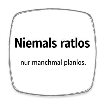 Niemals ratlos, nur planlos manchmal - Viereckiger Kühlschrankmagnet - Weiß - Vorne