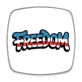 Freedom Typografie Statement Design - Viereckiger Kühlschrankmagnet - Weiß - Vorne