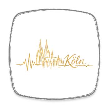 Cologne Skyline Heartbeat Cathédrale de Cologne J’adore Cologne - Magnet carré - blanc - Devant