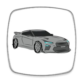 Sports Car Silhouette Neon Highlights - Square fridge magnet - white - Front