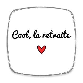 RETIREMENT. RETIRED. HEART. HAPPY RETIREMENT - Square fridge magnet - white - Front