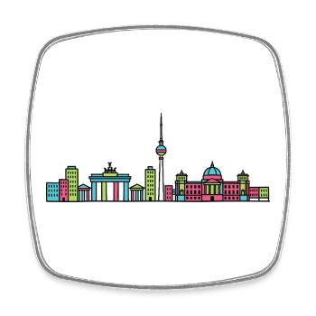 Berlin City Skyline TV Tower Modern Line Art - Square fridge magnet - white - Front