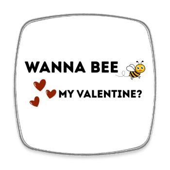 Wanna be my valentine? - Viereckiger Kühlschrankmagnet - Weiß - Vorne